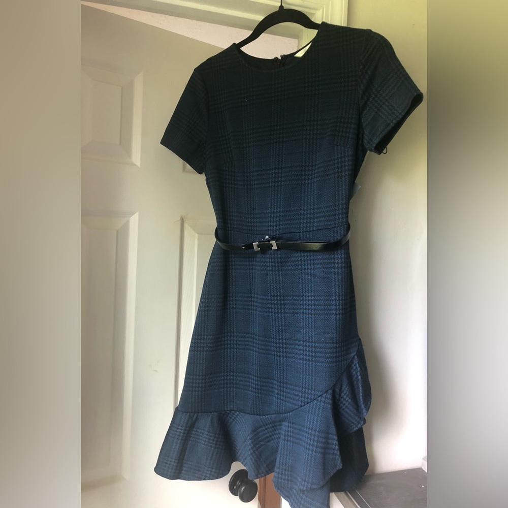 Navy blue plaid dress